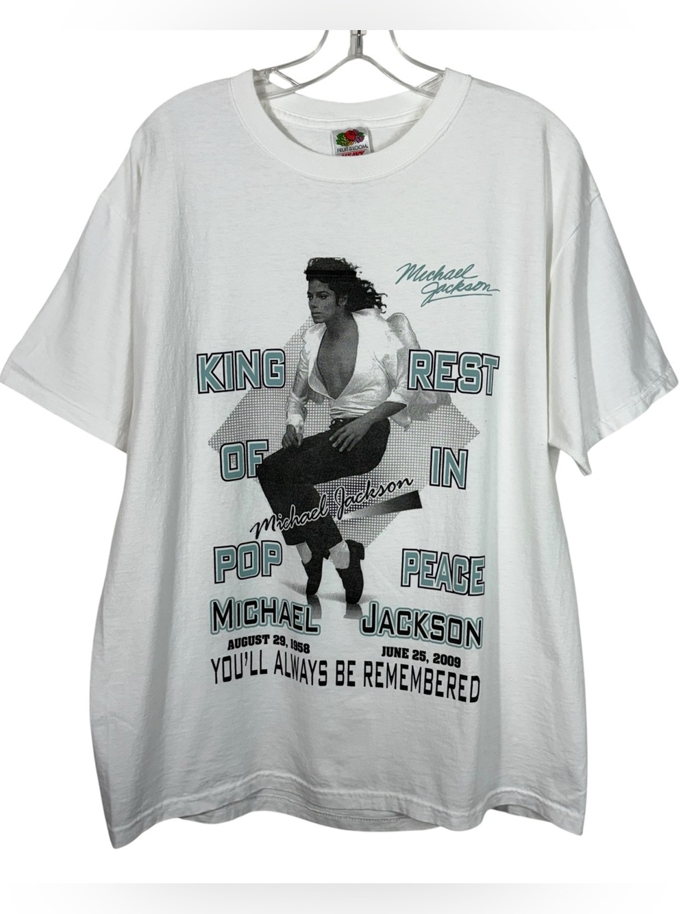 Vintage Y2K 2009 Michael Jackson Memorial White Unisex Rap Tee Large L Thriller